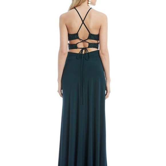 Morgan & co dark green long dress - Picture 3 of 6